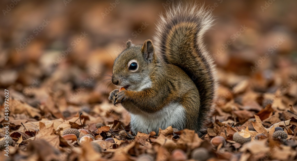 Squirrel Eating an Acorn in Autumn, close up wildlife photography Squirrel Eating an Acorn in Autumn, close up wildlife photography