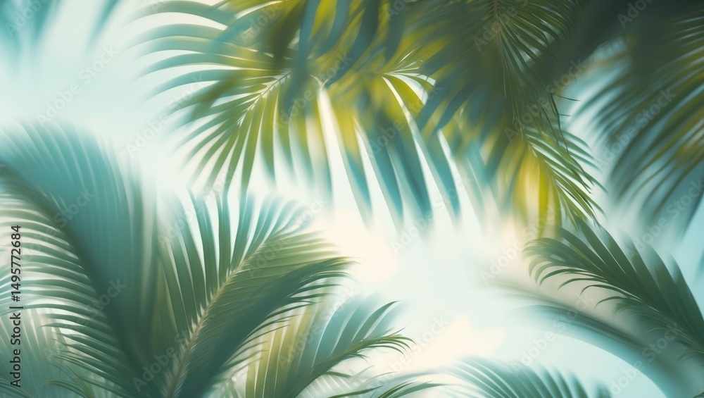 Obraz premium Tropical leaves background with an abstract blur pattern.