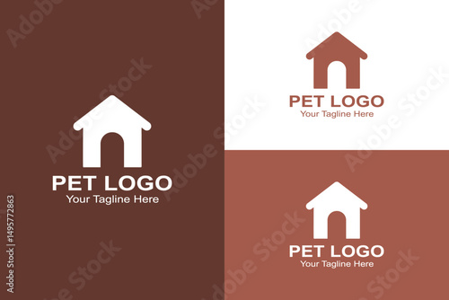 Pet House Logo – Dog Kennel Home Icon for Pet Shop and Animal Shelter