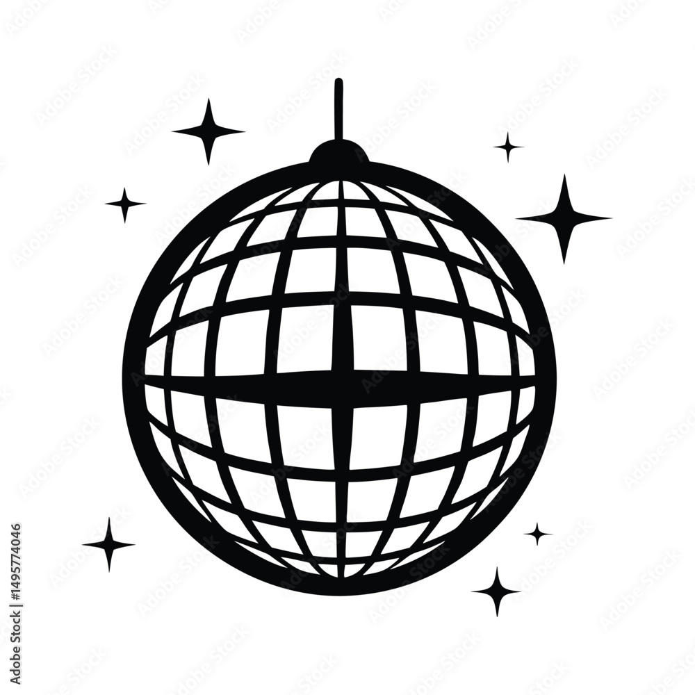 Disco Ball vector silhouette black design Disco Ball vector silhouette black design