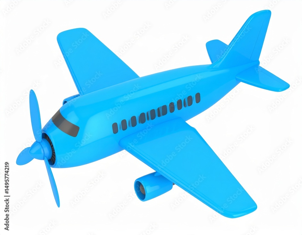 Naklejka premium Plastic colored airplane 3D model over white background
