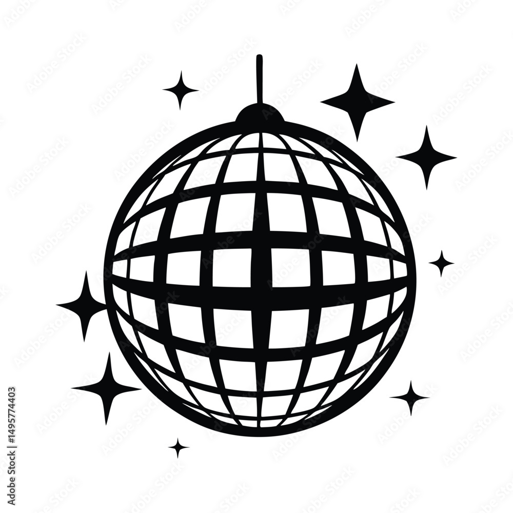 Disco Ball vector silhouette black design Disco Ball vector silhouette black design