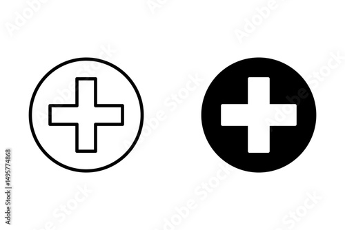 Plus icon set vector. Editable stroke, web template vector illustration on white background