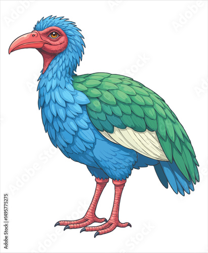 Takahe bird color on a white background