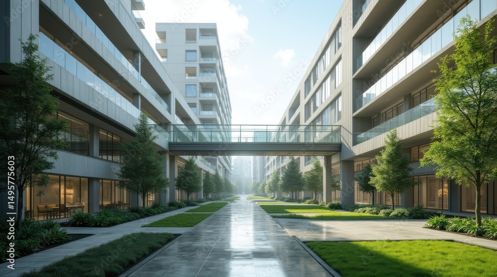 Fototapeta premium Modern empty university campus architectural design