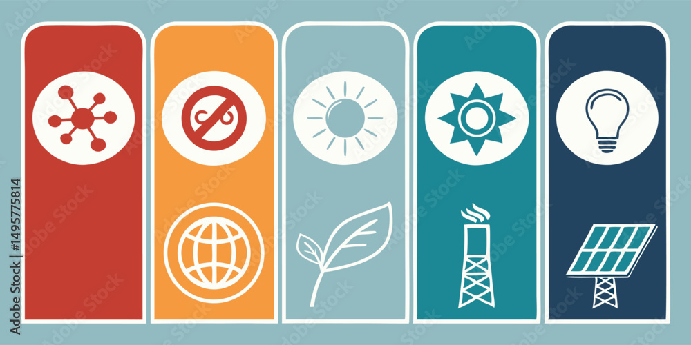 Fototapeta premium Icons representing renewable energy and sustainability solutions