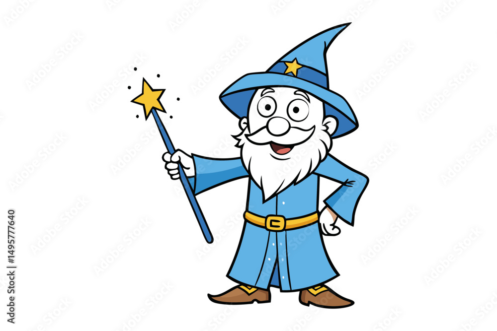 Obraz premium Whimsical Wizard Character Casting Spells