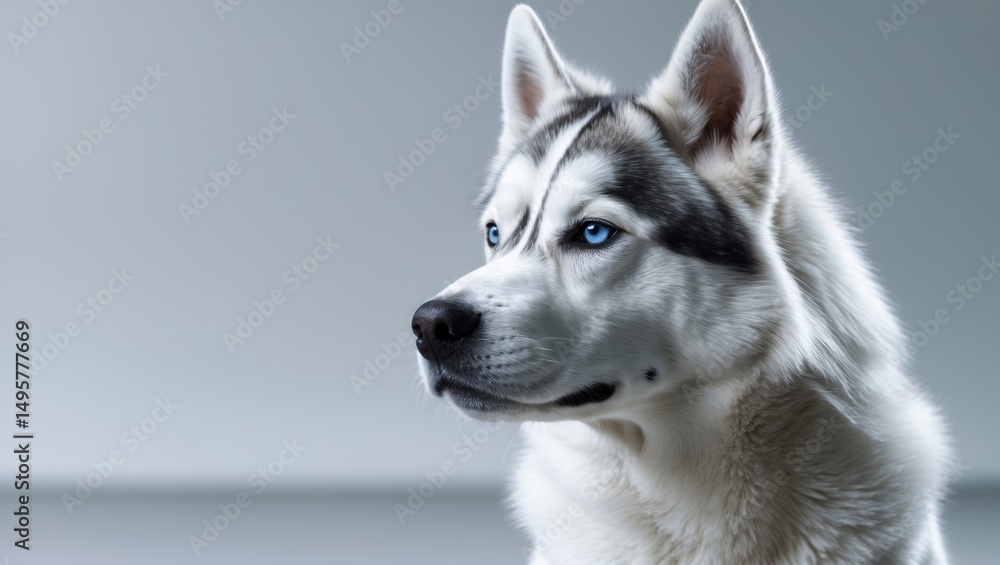 Fototapeta premium Profile view of a white Husky's muzzle in close-up