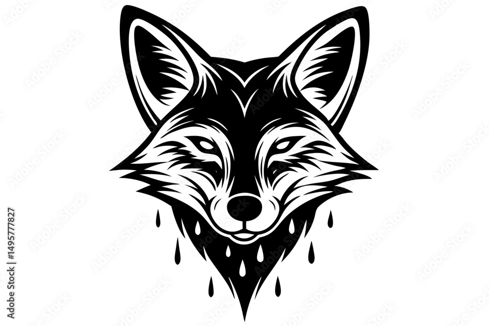 Obraz premium Tattoo Fox Head with Grunge Effect