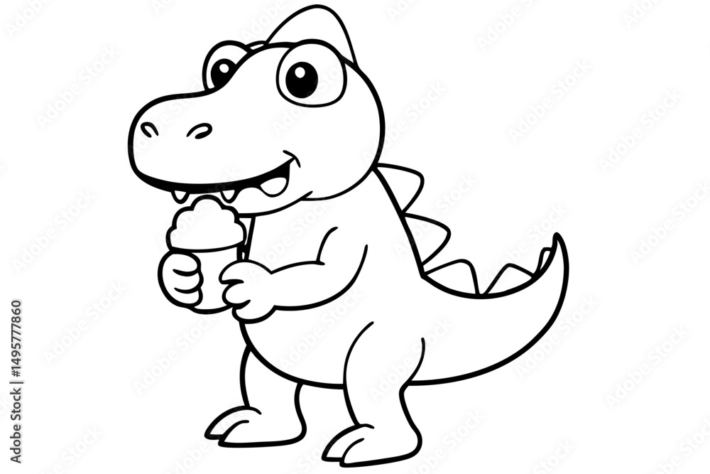 Cartoon Dinosaur Eating Ice Cream Cartoon Dinosaur Eating Ice Cream