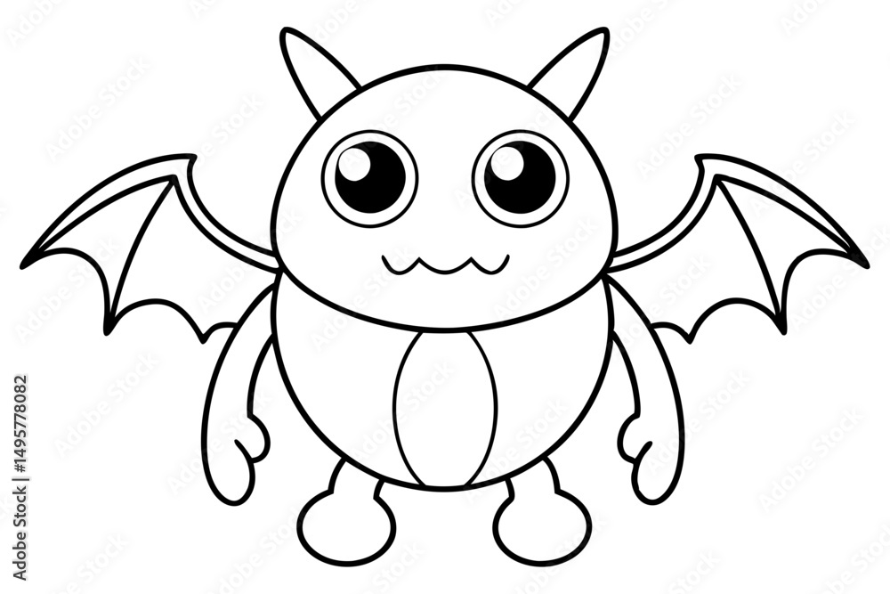 Fototapeta premium Cute Cartoon Monster with Multiple Eyes and Wings