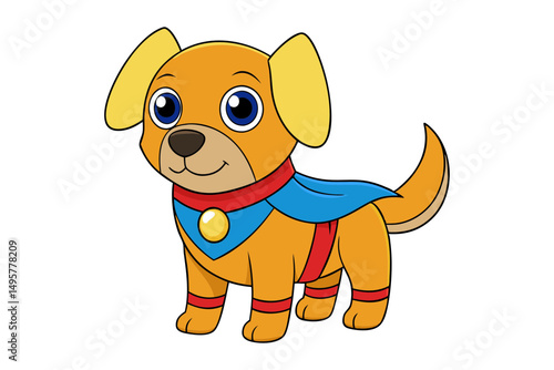 Superhero Dog Cartoon with Cape and Mask