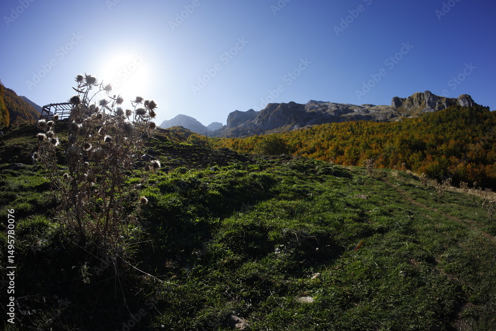 Obraz premium Montenegro autumn hiking in vusinje valley