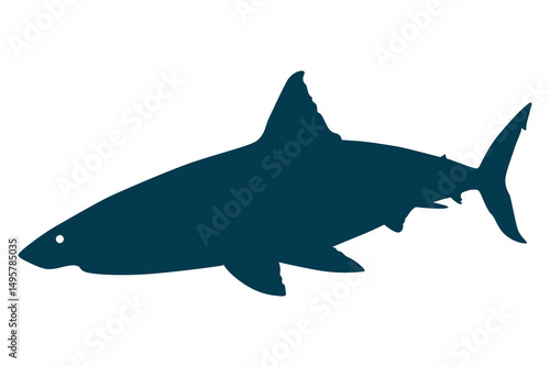 Vector art of Dark blue shark silhouette isolated on white background