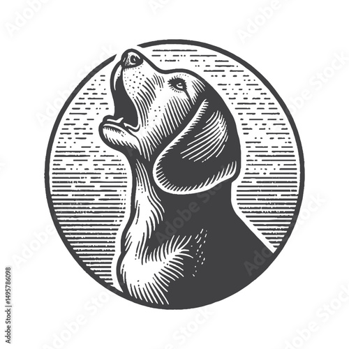 Vintage Hand-Drawn Beagle Illustration – Howling Dog Engraved Style Vector for T-Shirts, Posters, Stickers, and Pet-Themed Apparel
