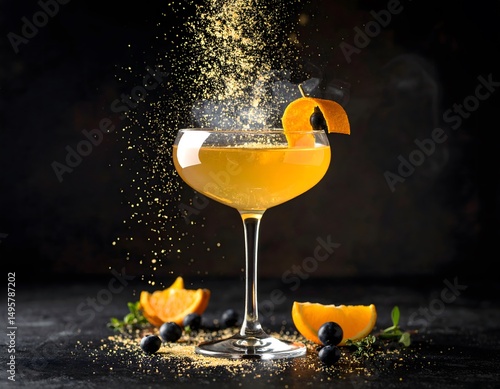 Elegant Cocktail with Orange Peel and Garnish