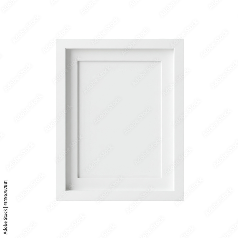 Clean white picture frame featuring simple style and subtle depth isolated on a black backdrop Clean white picture frame featuring simple style and subtle depth isolated on a black backdrop