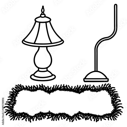 Funky Lamp & Shag Carpet Set – Vector on White