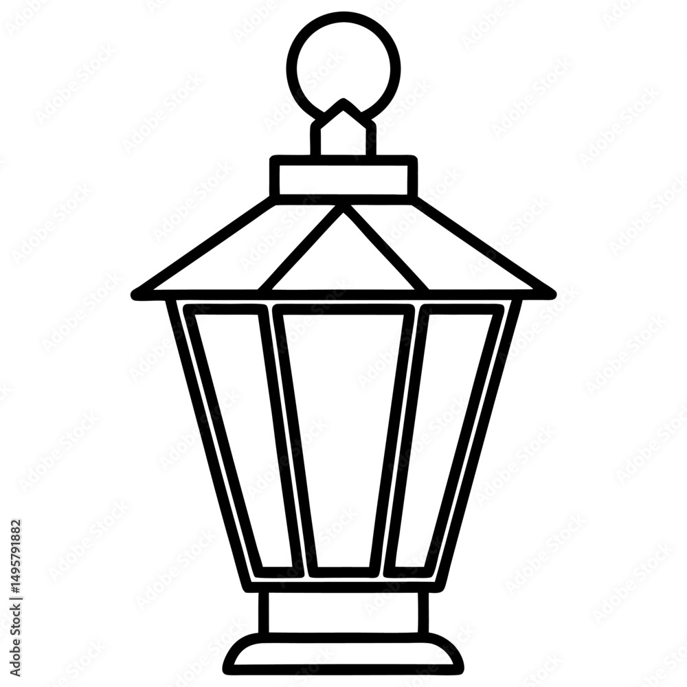 Lantern line art icon on white background. Lantern line art icon on white background.