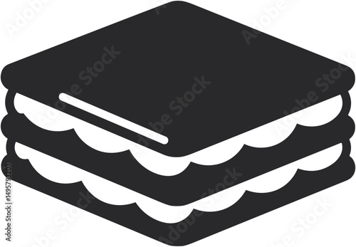 Layered dessert illustration in black and white style  