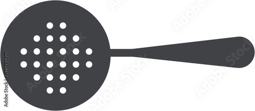 Kitchen skimmer with holes for draining liquids and frying foods  