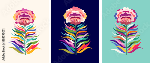 Vector illustration with decorative flower. Botanical poster