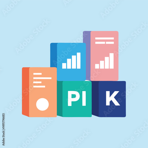 Colorful Blocks Representing KPI Key Performance Indicators and Data Growth