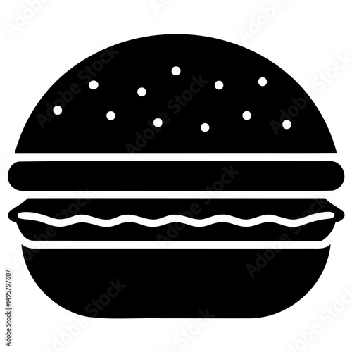 Minimalist Burger Icon Black Vector Silhouette Isolated for Design Use