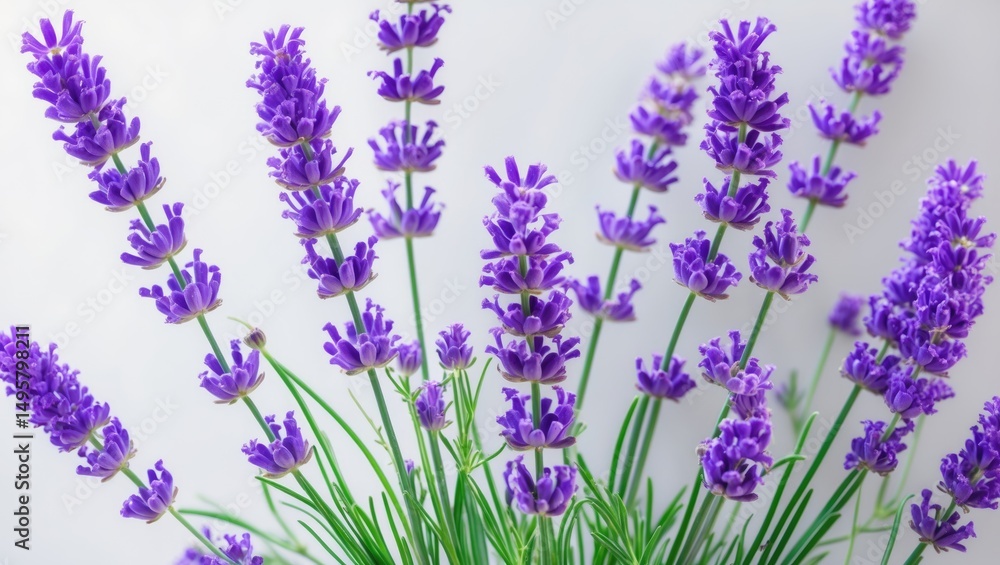 Fototapeta premium Isolated violet lavender herb flower on a white backdrop.