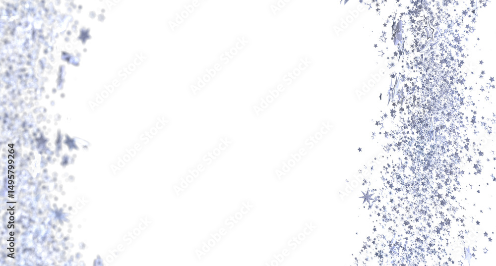 Obraz premium Sparkling silver stars border on white. Perfect for holidays, celebrations, and more!