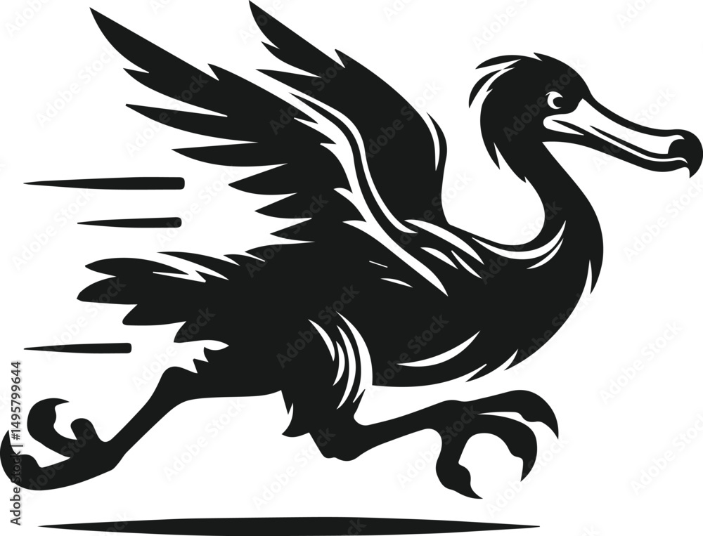 Fototapeta premium Dodo bird vector drawing animal silhouette