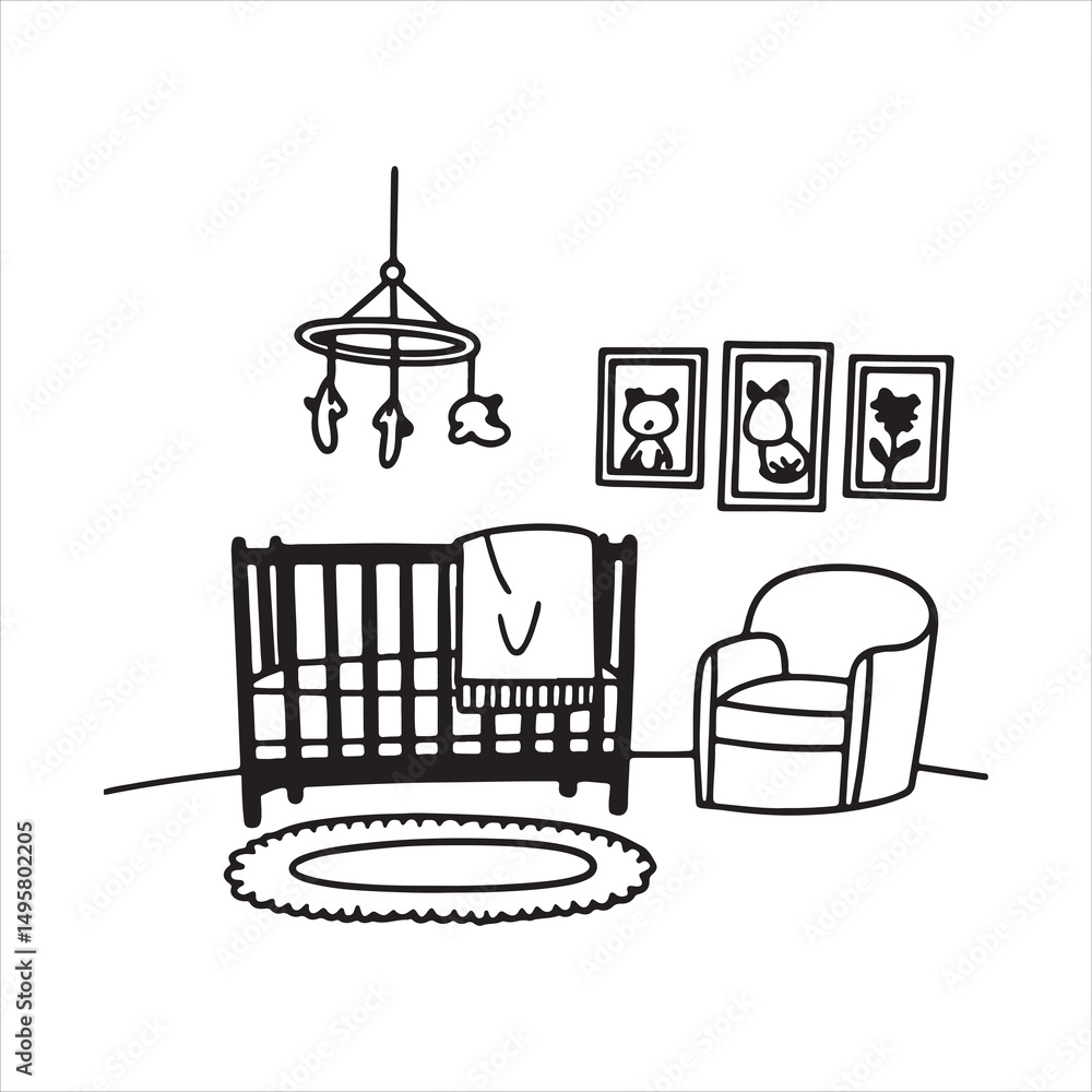Fototapeta premium Trendy Nursery Decor for Baby Room – Soft, Stylish, and Whimsical Interiors