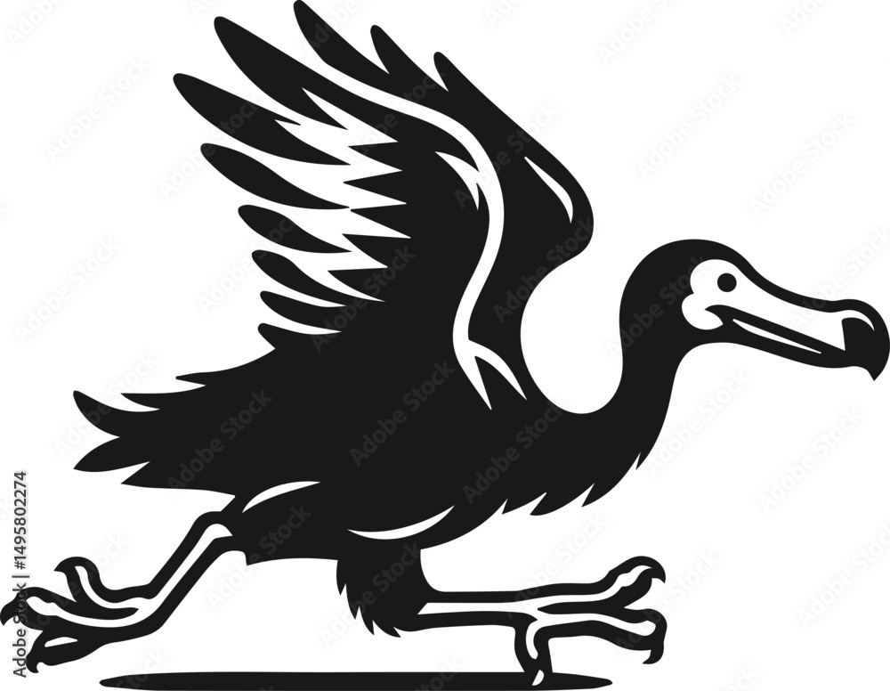 Fototapeta premium Dodo bird vector drawing animal silhouette