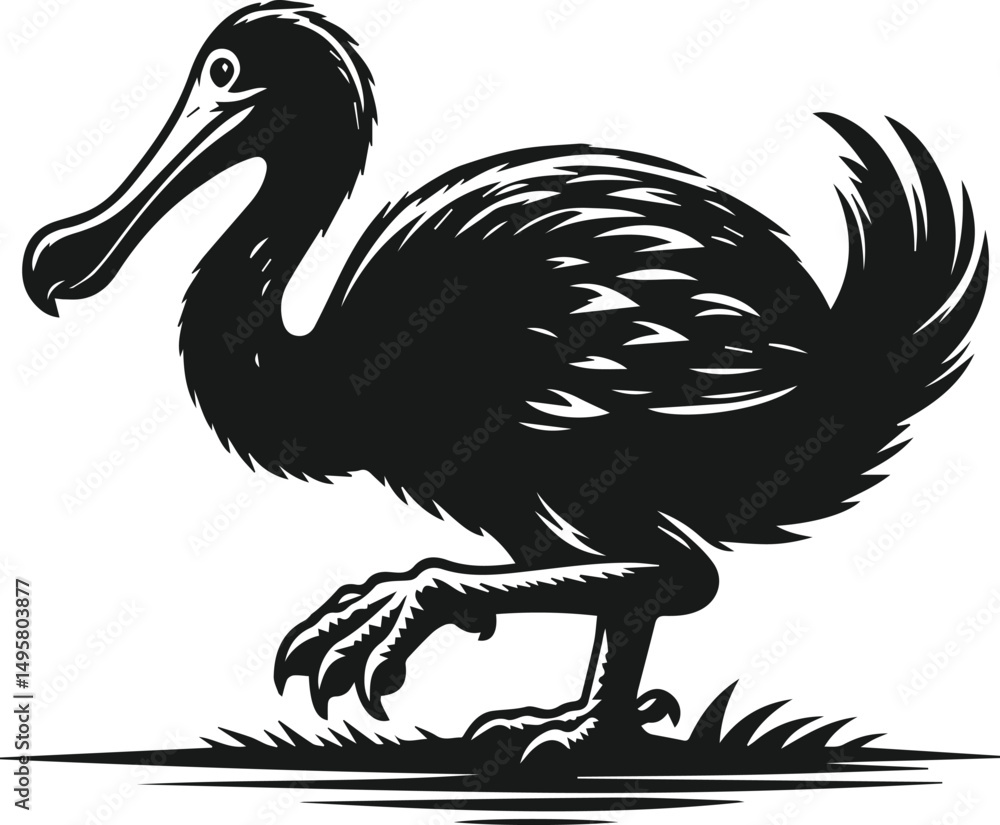 Fototapeta premium Dodo bird vector drawing animal silhouette
