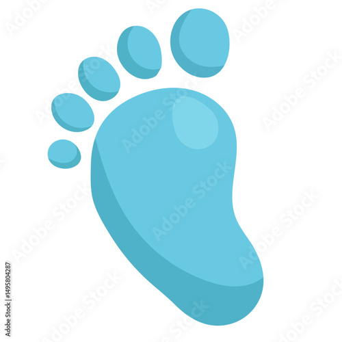 Vector baby footprint silhouette print drawing design.Blue Footstep.It's a boy.Baby shower.New born.