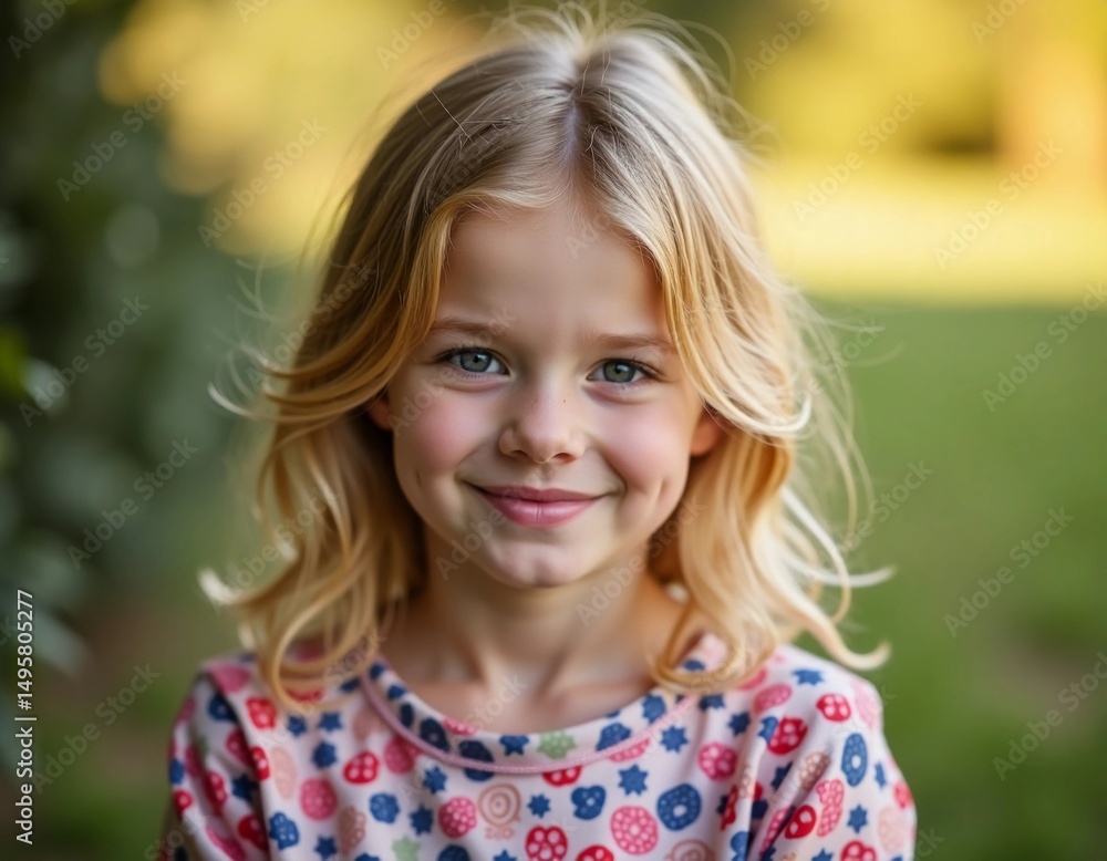 A young Belarusian girl with bright blue eyes and a warm smile stands amidst lush greenery Generative AI A young Belarusian girl with bright blue eyes and a warm smile stands amidst lush greenery Generative AI