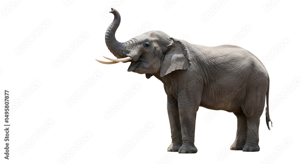 Obraz premium Majestic Asian Elephant with Trunk Raised High Wildlife Photography