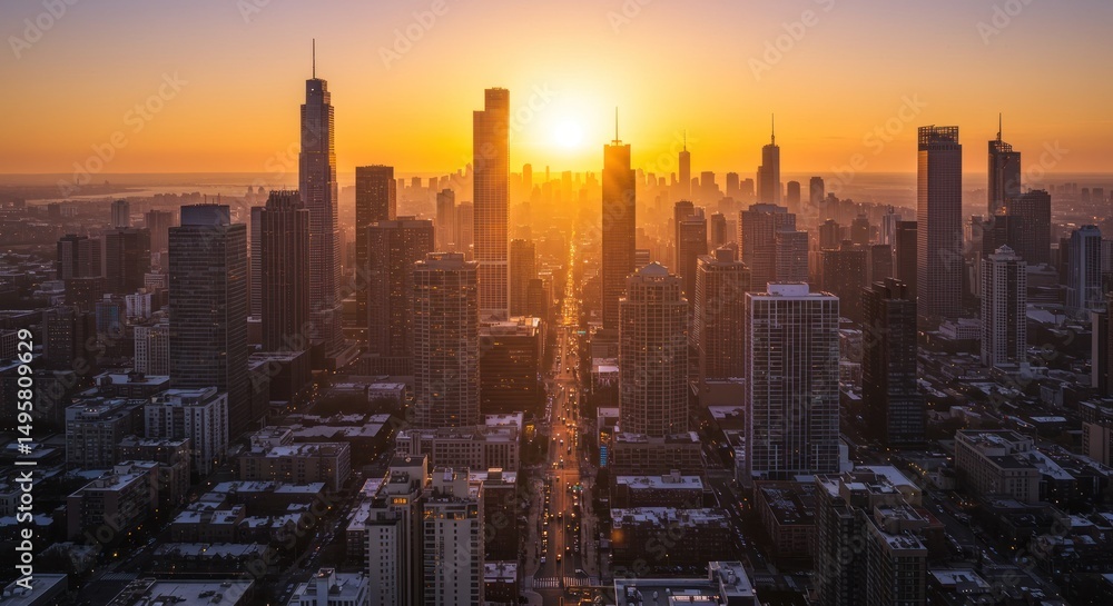 Chicago Skyline at Sunset - Urban Photography Chicago Skyline at Sunset - Urban Photography