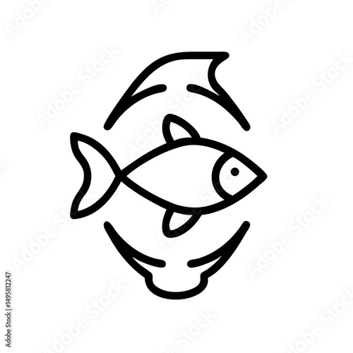 Fish symbol representing omega-3 oil in minimalist line art  