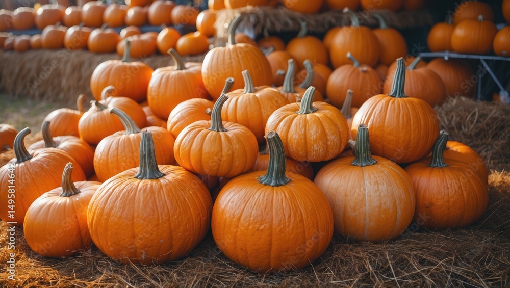 At an outdoor farmers market, gorgeous orange Halloween pumpkins for sale. Organic ornamental gourds. Concept of harvest and Thanksgiving. Festival, massive pumpkins, big orange, plenty of exhibits. At an outdoor farmers market, gorgeous orange Halloween pumpkins for sale. Organic ornamental gourds. Concept of harvest and Thanksgiving. Festival, massive pumpkins, big orange, plenty of exhibits.