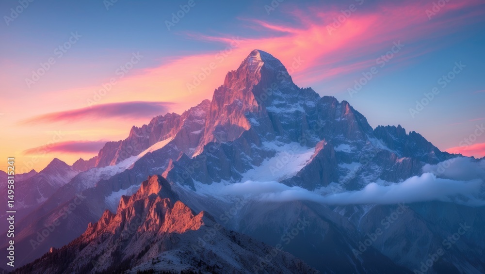 Fototapeta premium Sunrise behind a mountain