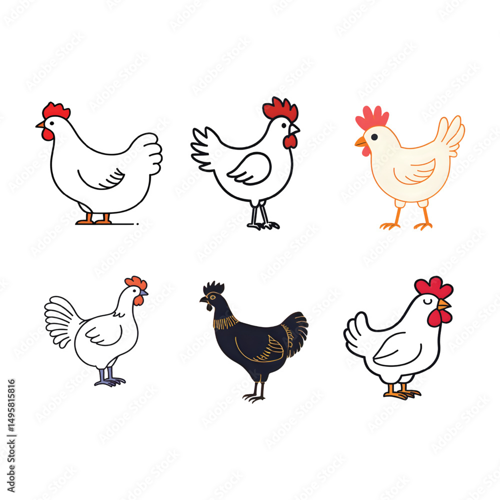 Fototapeta premium Minimalist Line Art Vector Hen Elegant Design