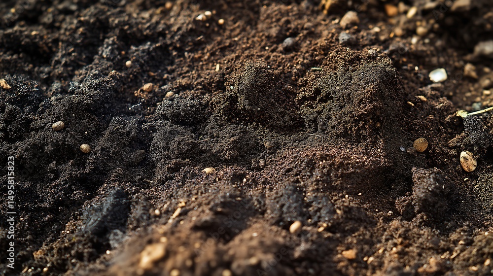 A highly detailed macro of nutrient-rich garden soil, showcasing its organic particles. A highly detailed macro of nutrient-rich garden soil, showcasing its organic particles.