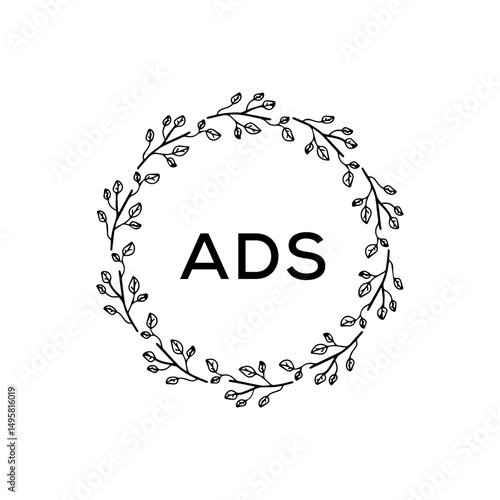 ADS Logo. Vector Graphic Branding Letter Element. White Background
