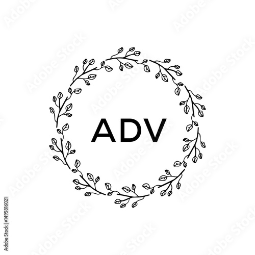 ADV Logo. Vector Graphic Branding Letter Element. White Background