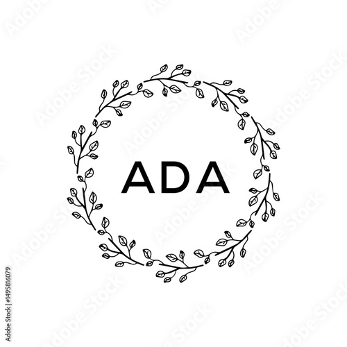 ADA Logo. Vector Graphic Branding Letter Element. White Background