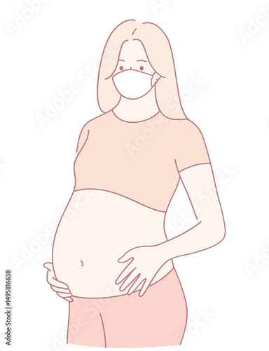 A pregnant individual wearing a protective mask, emphasizing the importance of safety during the journey of pregnancy