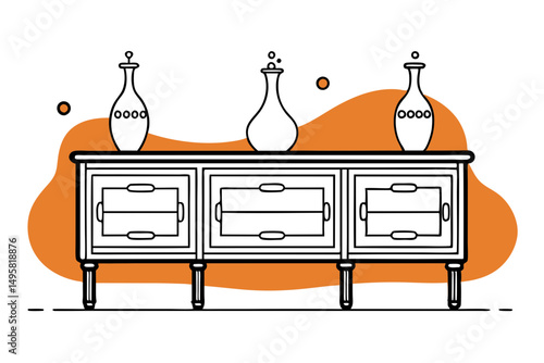 Modern furniture vector of sleek wooden sideboard