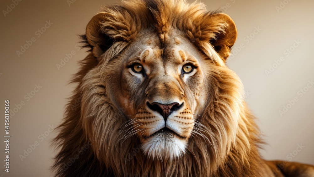 Fototapeta premium Close-up portrait of the king lion's head