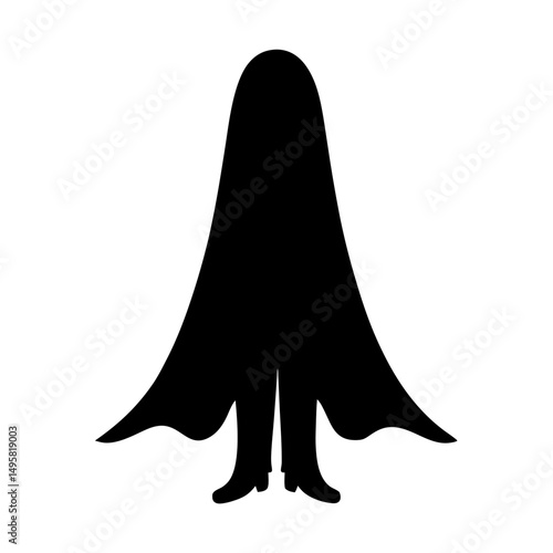 Silhouette of Ghostly Figure Standing Isolated on White Background Costume
